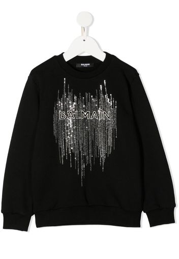 sequin and logo embroidered sweatshirt