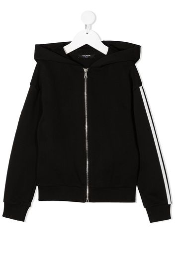 Balmain Kids side-logo zipped hoodie - Black