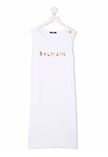 Balmain Kids TEEN chest logo tank dress - White