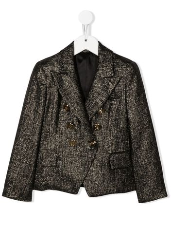 Balmain Kids shimmer-finish double-breasted blazer - Black