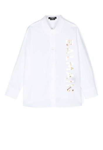 Balmain Kids logo-print cotton shirt - White