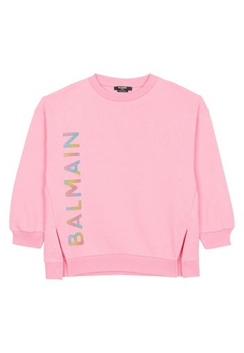 Balmain Kids logo-print cotton sweatshirt - 550