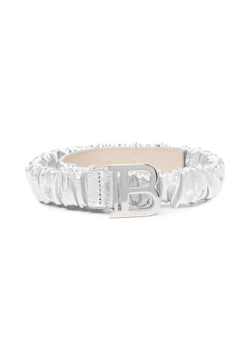 Balmain Kids ruched leather belt - Silver