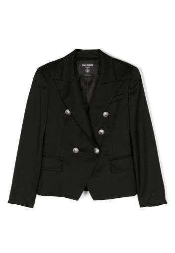 Balmain Kids virgin wool double-breasted blazer - Black