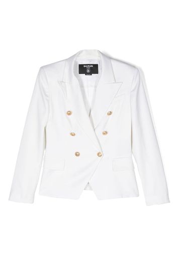 Balmain Kids virgin wool double-breasted blazer - White