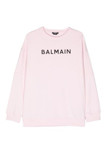 Balmain Kids logo-print long-sleeve cotton sweatshirt - Pink