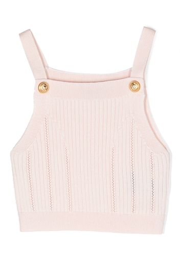 Balmain Kids ribbed-knit cotton-blend top - Pink