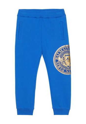 Balmain Kids logo-print cotton sweatpants - Blue