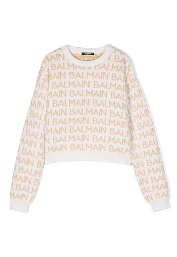 Balmain Kids logo-print cotton sweatshirt - Neutrals