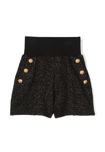 Balmain Kids elasticated-waistband straight-leg shorts - Black