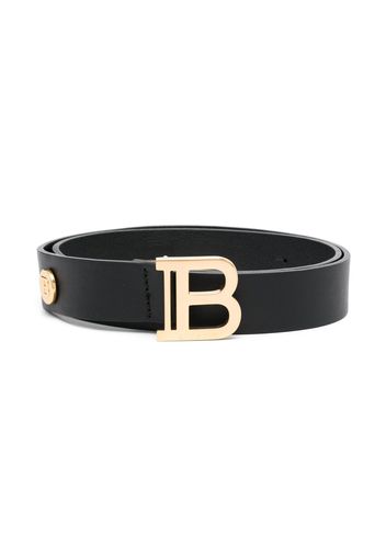 Balmain Kids logo-plaque leather belt - Black