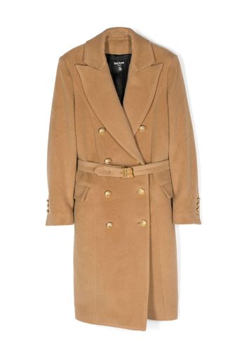 Balmain Kids double-breasted peaked coat - Neutrals