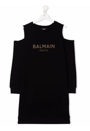 Balmain Kids TEEN cold-shoulder cotton dress - Black