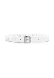 Balmain Kids logo-buckle leather belt - White