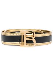 Balmain Kids logo-buckle leather belt - Black