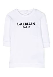 Balmain Kids logo-print cotton sweatshirt dress - White