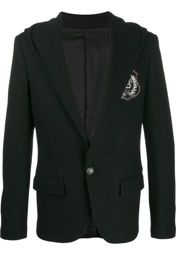 Balmain hooded logo patch blazer - Black