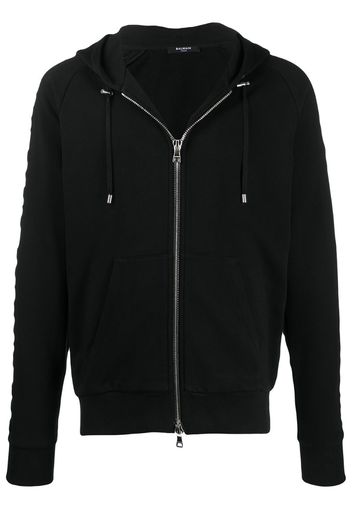 embossed logo-panel zipped hoodie