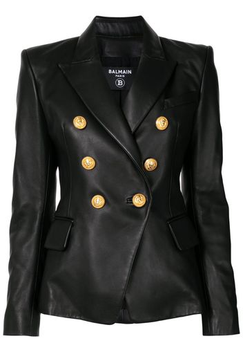 Buttoned leather jacket