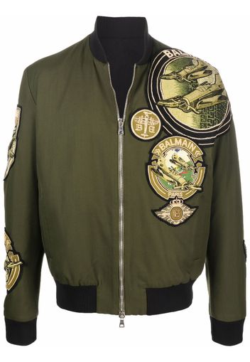 Balmain multi-badge aviator jacket - Green