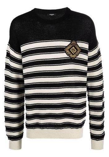 Balmain logo-badge knitted sailor jumper - Black