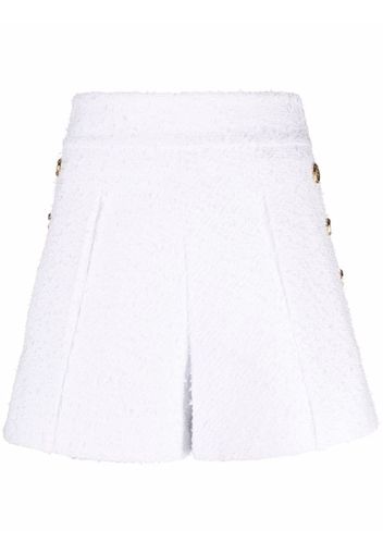 Balmain embossed-button tweed shorts - White