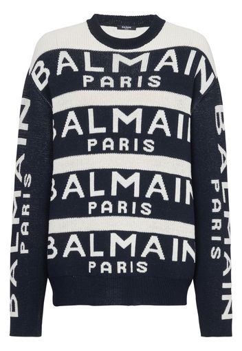 Balmain logo-print knitted jumper - Blue