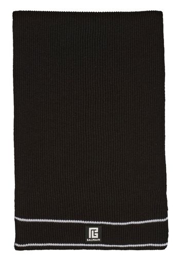 Balmain logo-patch ribbed scarf - Black