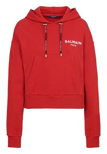 Balmain logo print drawstring hoodie - Red