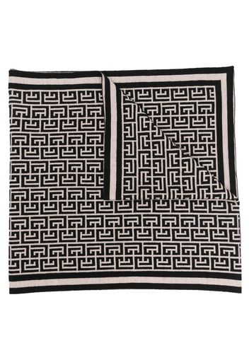 Balmain monogram-motif merino scarf - Neutrals