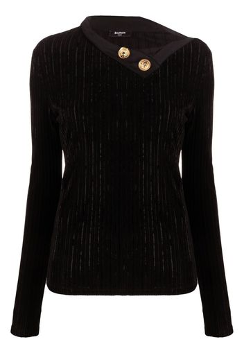 Balmain button-embellished long-sleeve top - Black