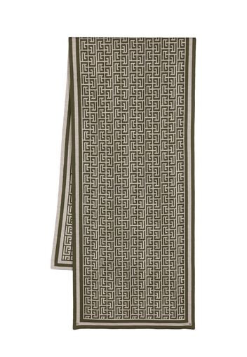 Balmain monogram-pattern scarf - Green