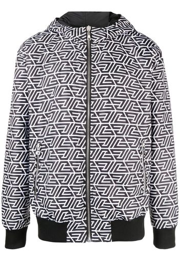 Balmain reversible monogram-print hooded jacket - Black