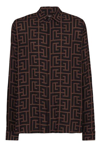 Balmain monogram-print shirt - Brown