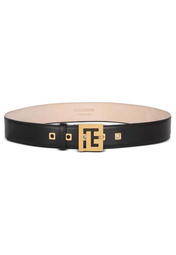 Balmain logo-plaque leather belt - Black