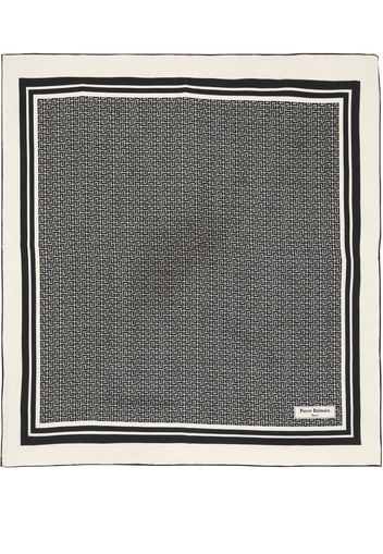Balmain monogram-pattern wool scarf - White