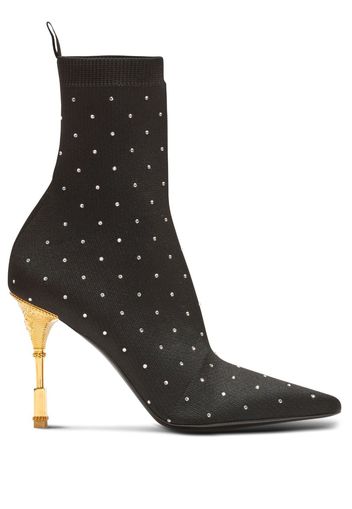 Balmain Moneta crystal-embellished ankle boots - Black