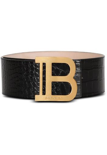 Balmain crocodile-effect logo-plaque belt - 0PA