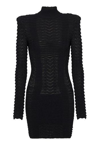 Balmain long-sleeve textured minidress - Black