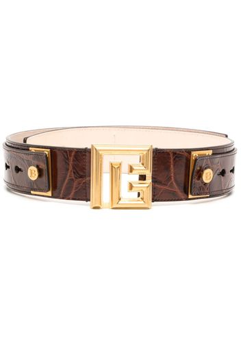 Balmain crocodile-effect leather belt - Brown