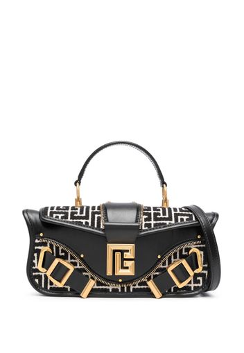 Balmain Blaze monogram-jacquard leather clutch bag - Black