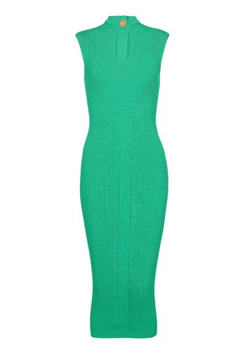 Balmain ribbed-knit midi dress - Green