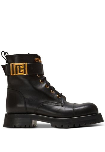 Balmain Romy lace-up leather boots - Black