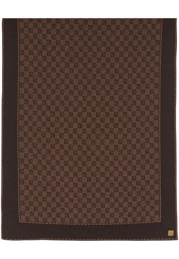 Balmain monogram-pattern fine-knit scarf - Brown