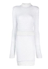 Balmain pearl and sequin embellished knitted dress - White