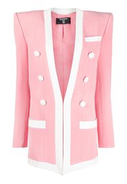 Balmain Long collarless buttoned jacket - PINK