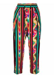 Balmain abstract-print silk harem trousers - Red