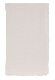Balmain fringed logo-pattern scarf - Neutrals