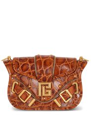 Balmain Blaze crocodile-embossed shoulder bag - Brown