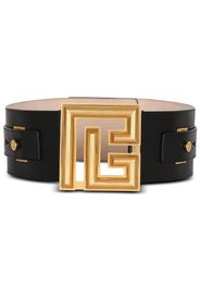 Balmain logo-plaque leather belt - 0PA